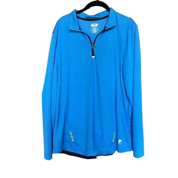 Fila sport 1/4 zip pull over blue size large lightweight reflective strips - Picture 1 of 12
